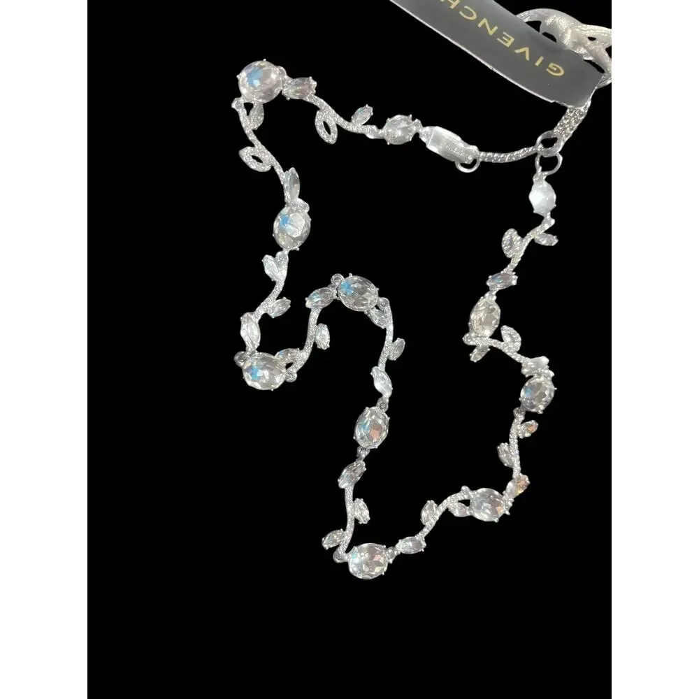 Givenchy Fashion Crystal Floral Leaf Necklace NWT 16” with 2” Extender
